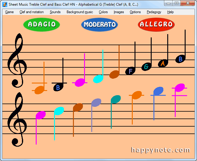 Sheet Music Treble and Bass Clef HN - Game colors customization