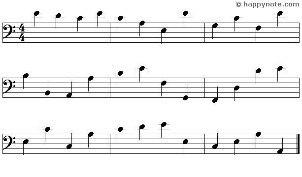 14b - Learn to read music notes in FA (Bass) Clef in Syllabic notation : DO RE MI...