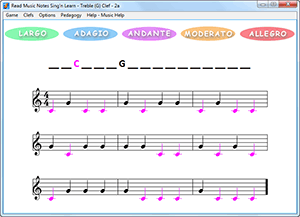 Read Music Notes Sing'n Learn HN 2A and 2B readins in G clef