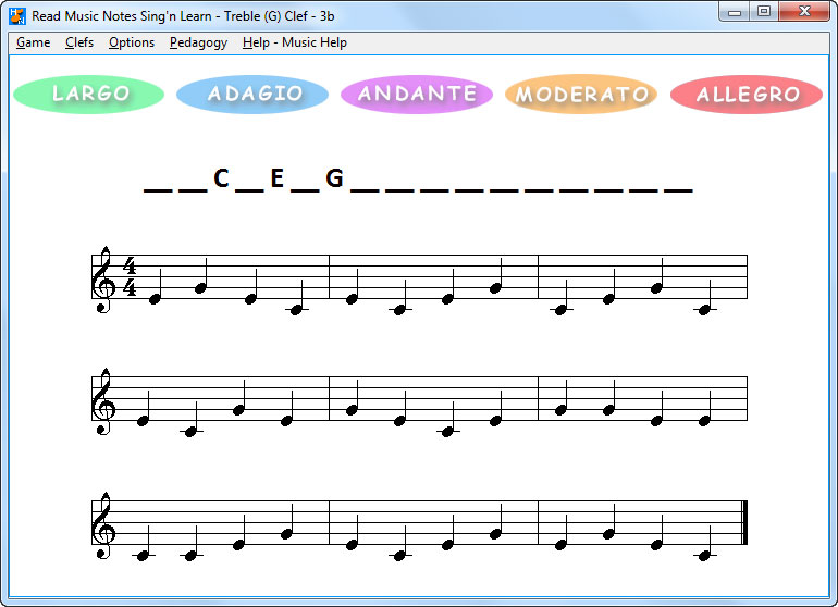 3 music notes in treble clef without color