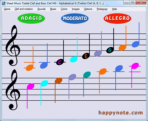 Use Happy Note! Color Music Notes system to learn to read music notes easily