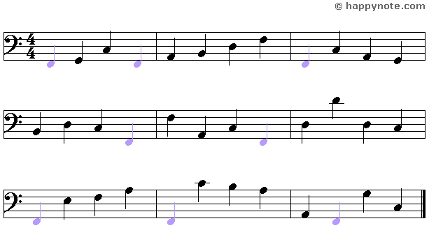 13a - Learn to read music notes in FA (Bass) Clef in Syllabic notation : DO RE MI...