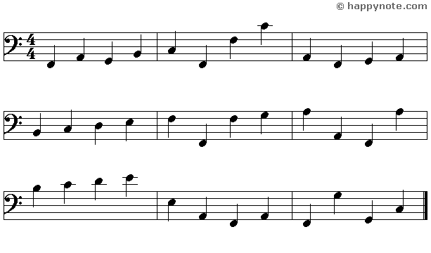 13b - Learn to read music notes in FA (Bass) Clef in Syllabic notation : DO RE MI...