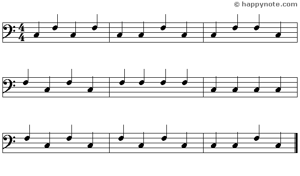 2b - Learn to read music notes in F (Bass) Clef in Alphabetical notation : A B C...