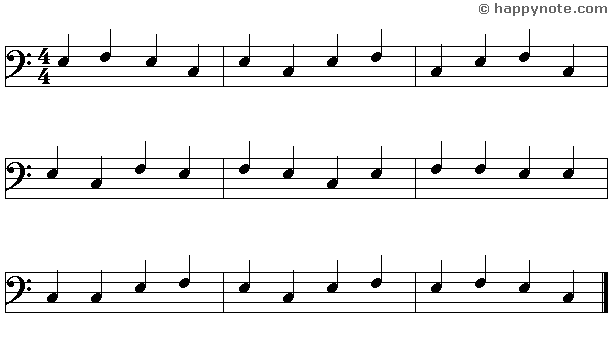 3b - Learn to read music notes in F (Bass) Clef in Alphabetical notation : A B C...