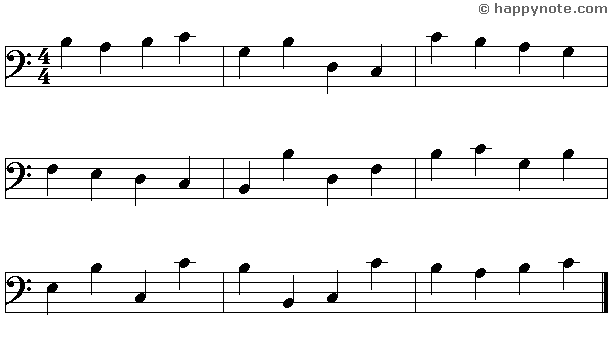 9B - Learn to read music notes in F (Bass) Clef in Alphabetical notation : A B C...