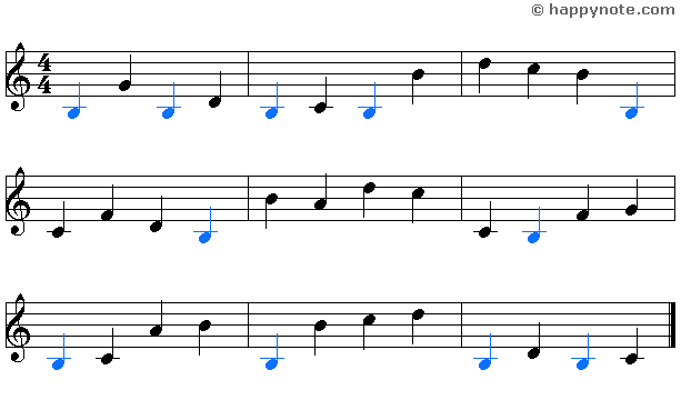10a - Learn to read music notes in G (Treble) Clef in Alphabetical notation : A B C... 
