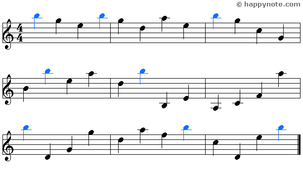 16a - Learn to read music notes in G (Treble) Clef in Alphabetical notation : A B C... 