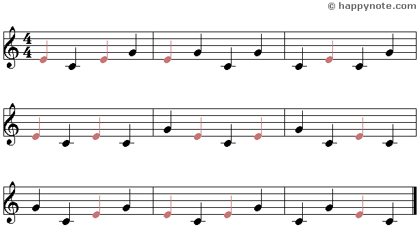 3a - Learn to read music notes in G (Treble) Clef in Alphabetical notation : A B C... 