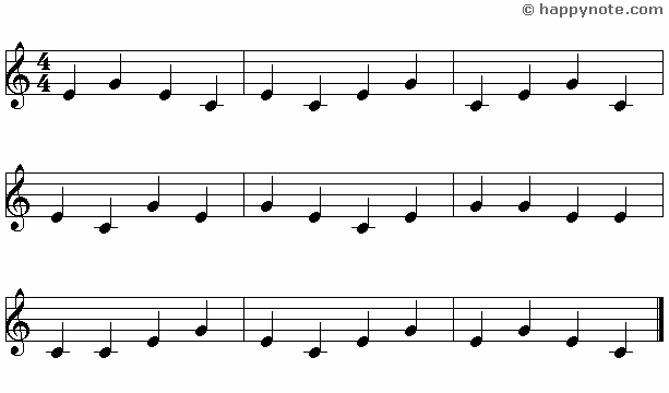 3b - Learn to read music notes in G (Treble) Clef in Alphabetical notation : A B C... 