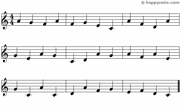 6b - Learn to read music notes in G (Treble) Clef in Alphabetical notation : A B C... 