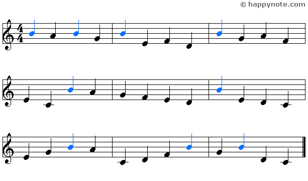 7a - Learn to read music notes in G (Treble) Clef in Alphabetical notation : A B C... 