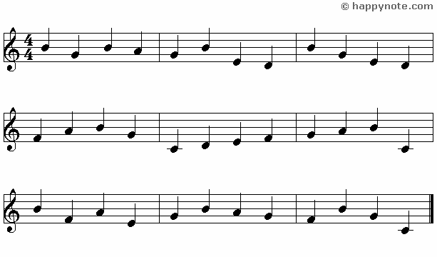 7b - Learn to read music notes in G (Treble) Clef in Alphabetical notation : A B C... 