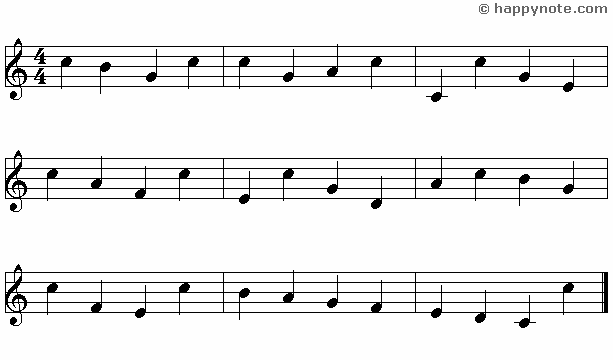 8b - Learn to read music notes in G (Treble) Clef in Alphabetical notation : A B C... 
