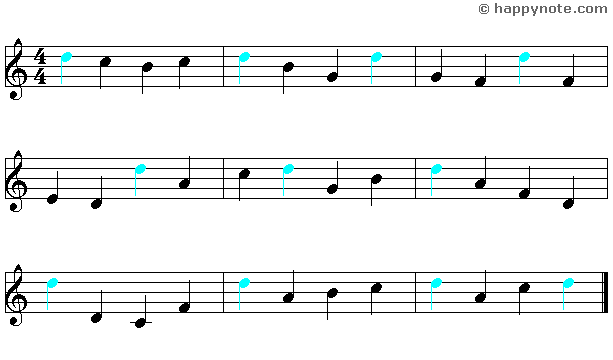 9b - Learn to read music notes in G (Treble) Clef in Alphabetical notation : A B C... 