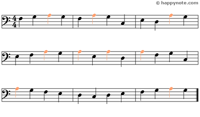 Color Note - 6 Music Notes in Alphabetical notation
