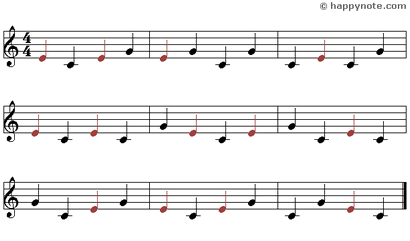 Color Note - 3 Music Notes in Syllabic notation