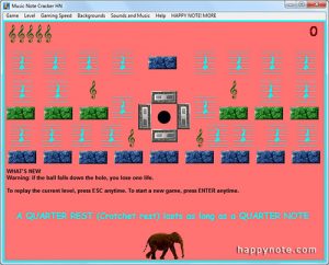 A breakout game to learn the music rests (half rest, quarter rest...) the fun way. When the ball hit a music rest, a music note of equivalent duration (half note, quarter note) comes out.